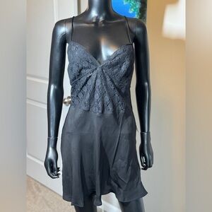 Free People Black Chemise with Sweetheart Neckline